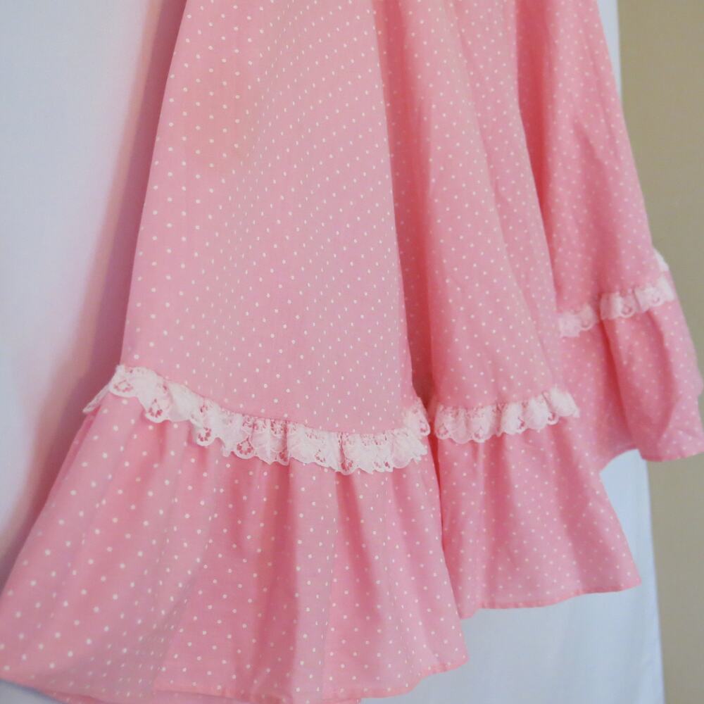 VINTAGE 70s Malco Modes Square Dancing Skirt Size M Pink Cottage Prairie Lace - Picture 3 of 7